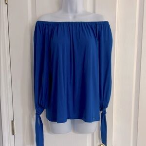 Michael Kors Blue Relaxed Tie Front Blouse